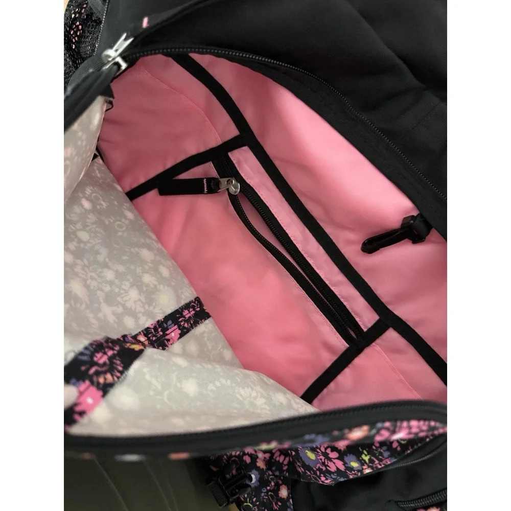 JanSport Messenger Laptop Bag Floral Pink Black Shoulder School Book Travel 15